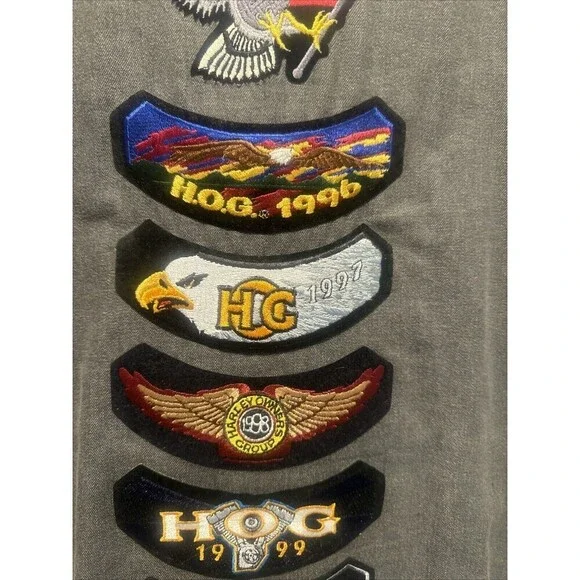 Harley Davidson Biker Blues Frayed Sleeveless Shirt W/ Multiple Pins/Patches- L - Picture 13 of 14